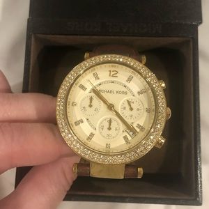 Michael Kors gold and brown leather watch